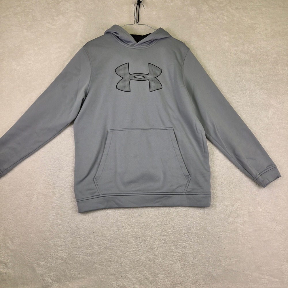 Under Armour ColdGear Mens Medium Gray Loose Fit Pullover Hoodie Sweatshirt